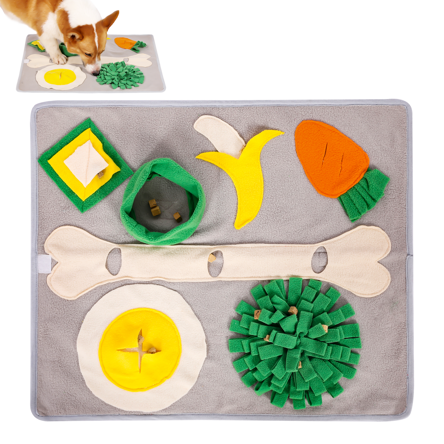 Breakfast Buffet Snuffle Mat for Dogs, Cats, Rabbits & Small Breeds, With Squeaky Egg