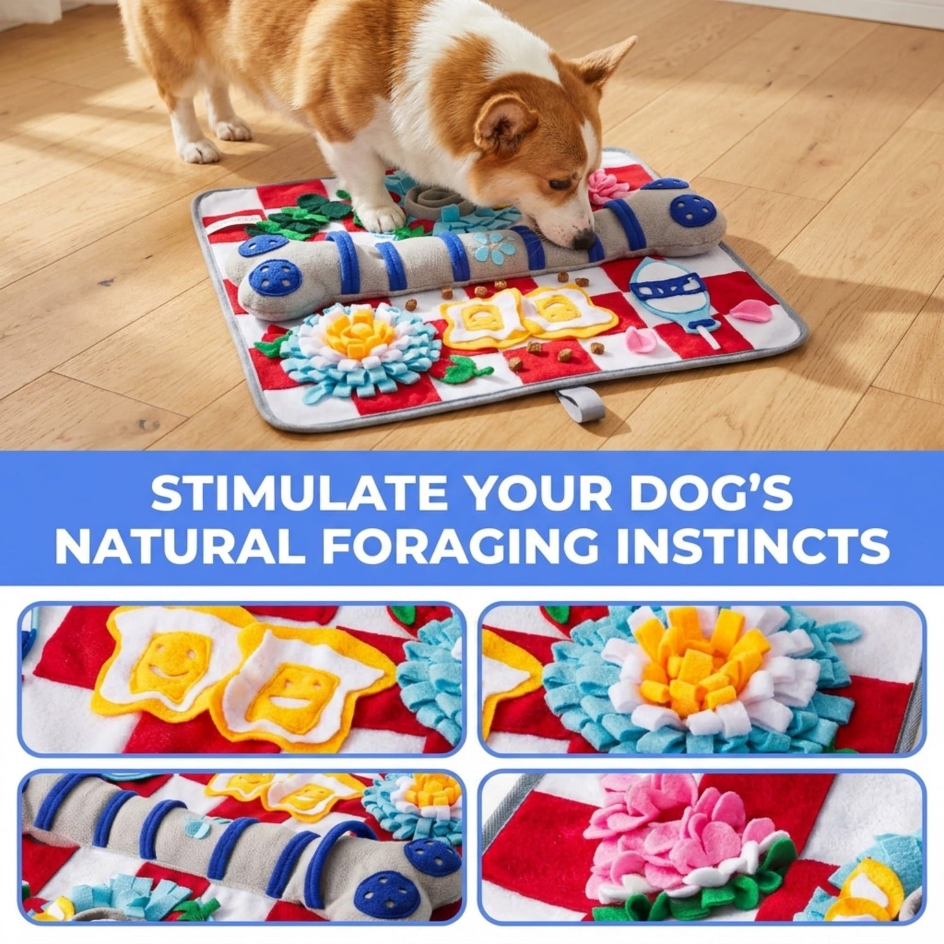 Squeaky Bone Snuffle Mat for Dogs – Interactive Foraging Fun, 24" LUFTPETS
