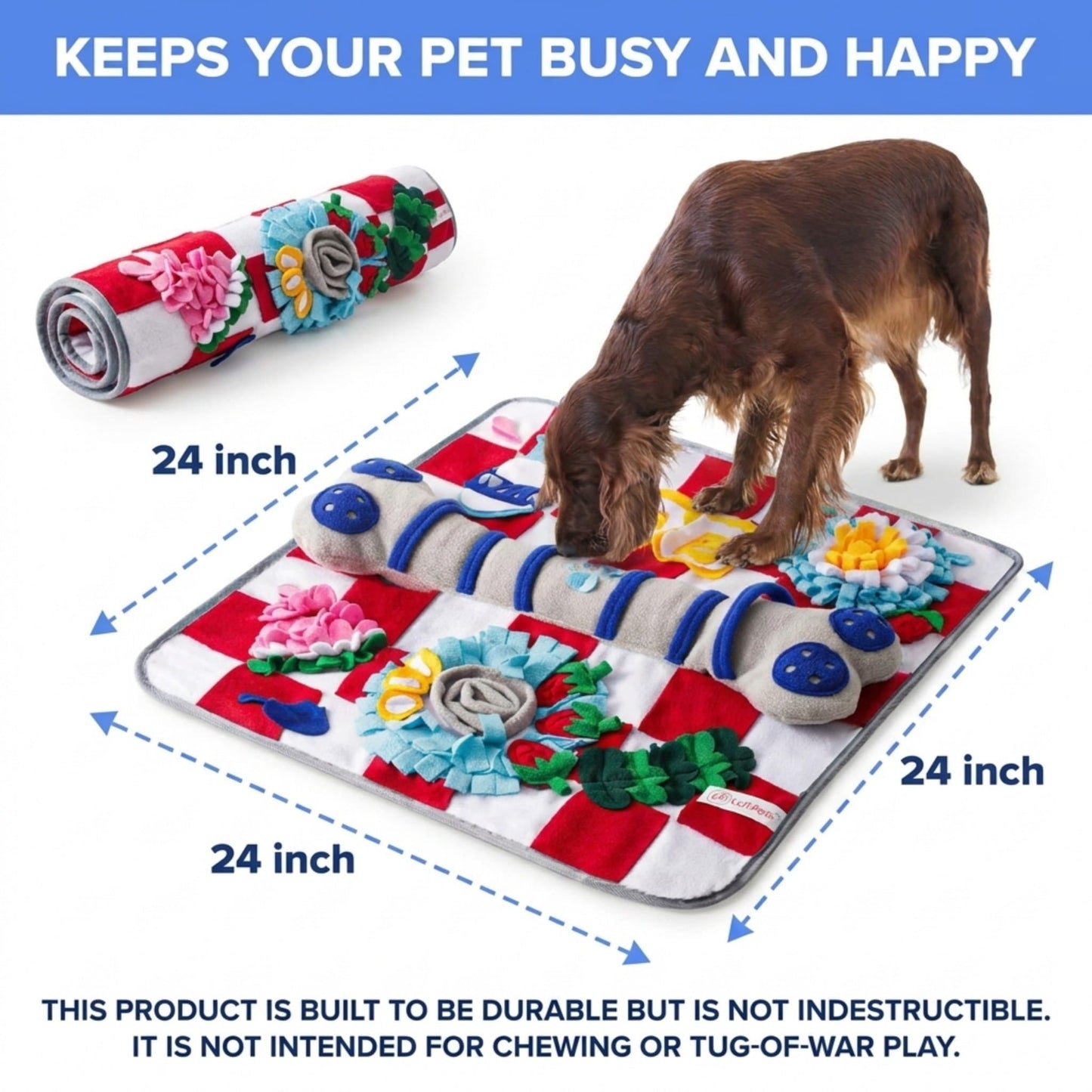 Squeaky Bone Snuffle Mat for Dogs – Interactive Foraging Fun, 24" LUFTPETS