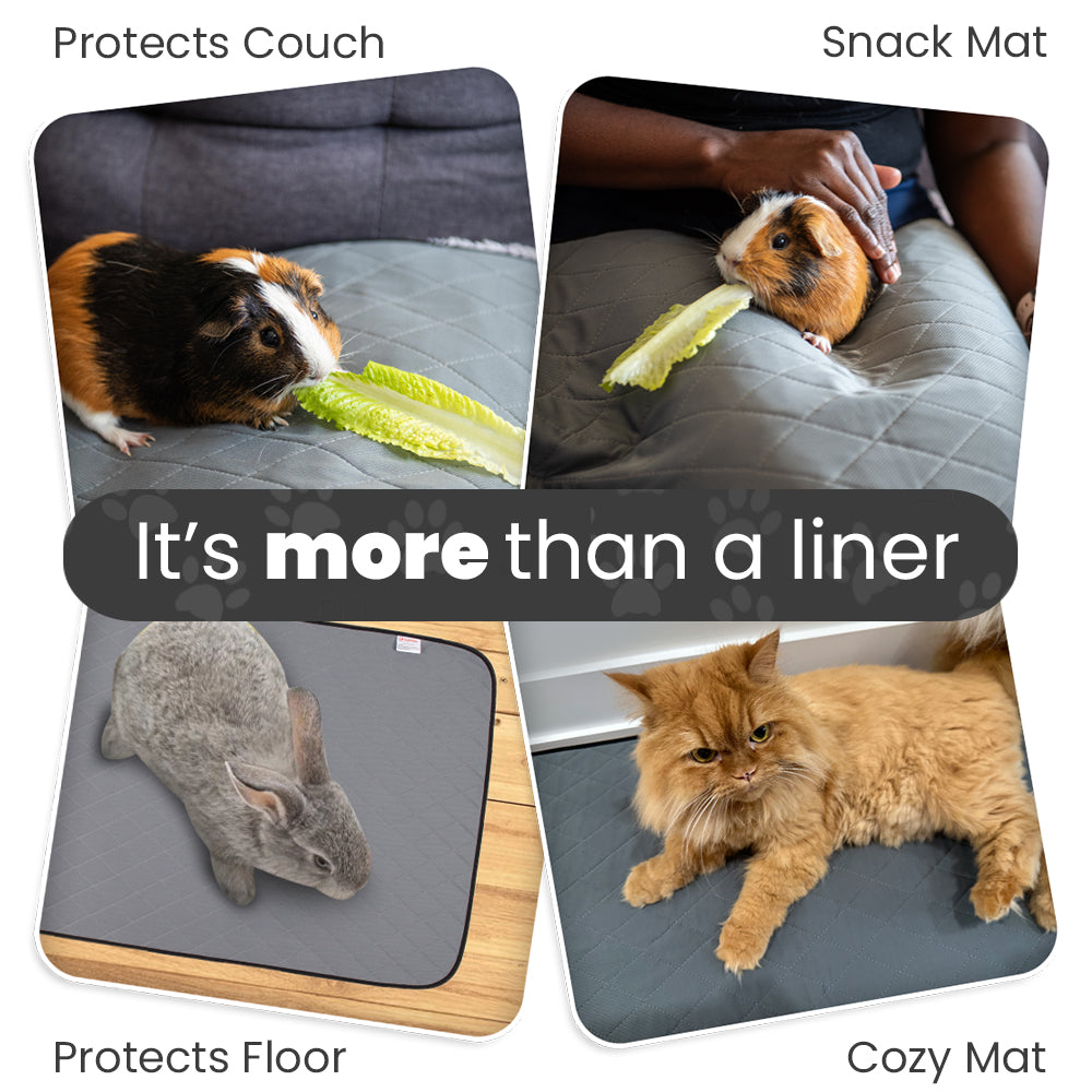 LUFTPETS Premium Guinea Pig Cage Liner Washable 47" x 24" (2-Pack) | UltraThick, Reusable, Waterproof | Absorbent & Odor Control Rabbit Mats for Cages | Plush Hamster Bedding with Anti-Slip Bottom