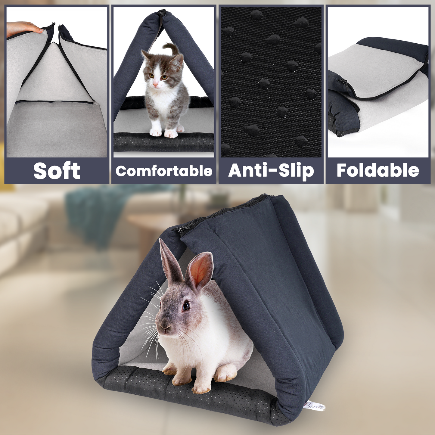 3-in-1 PetCove, Mat & Tunnel: For Rabbits & Cats