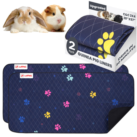 Blue Guinea Pig Cage Liner for C&C 2x4 (2 Pack): Washable & Leakproof