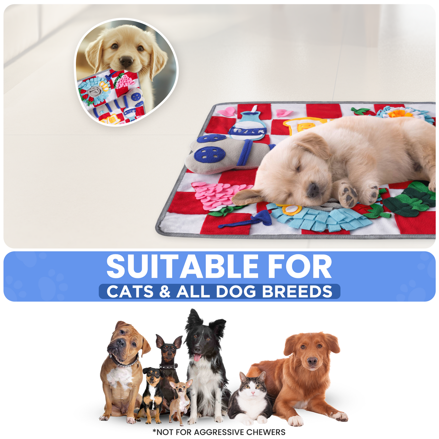 Squeaky Bone Snuffle Mat for Dogs – Interactive Foraging Fun