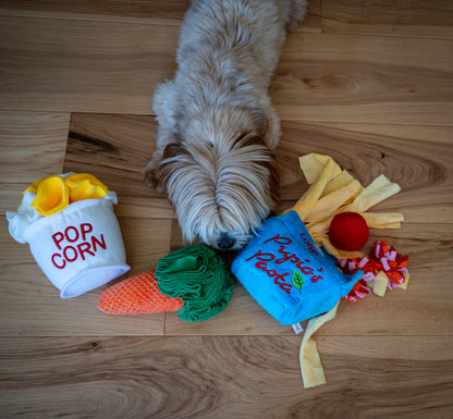 Snuffle Toy Trio – Carrot, Popcorn & Pasta- For Dogs, Cats & Rabbits