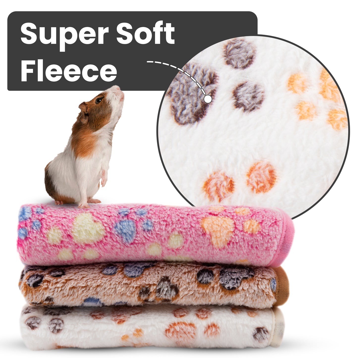 5-Piece Guinea Pig Fleece Bedding & Rabbit Set – 2 Mats & 3 Liners