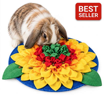 Sunflower snuffle mat with red BEST SELLER badge and white text